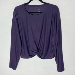 Old Navy Cloud 94 Soft Deep Purple Long Sleeve Scoop Neck Twist Front Top L